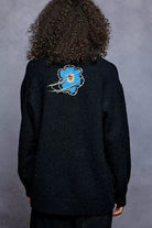 Floral Sweater with Exposed Stitching