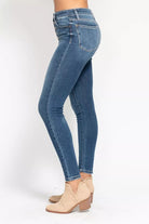 High Rise Button Fly Skinny Jeans