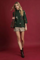 Floral Knit Top with Wide Sleeves