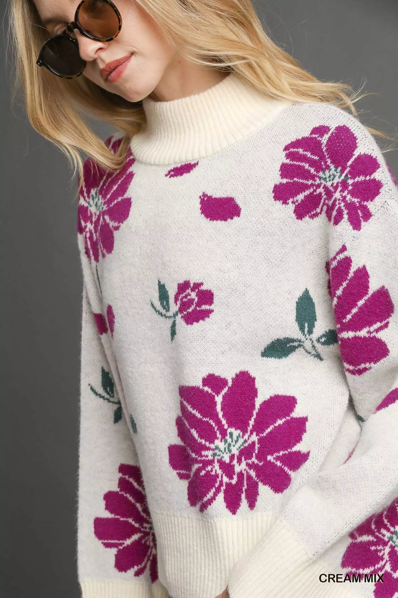 Floral Mock Neck Sweater