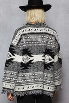 Open Front Geometric Print Cardigan