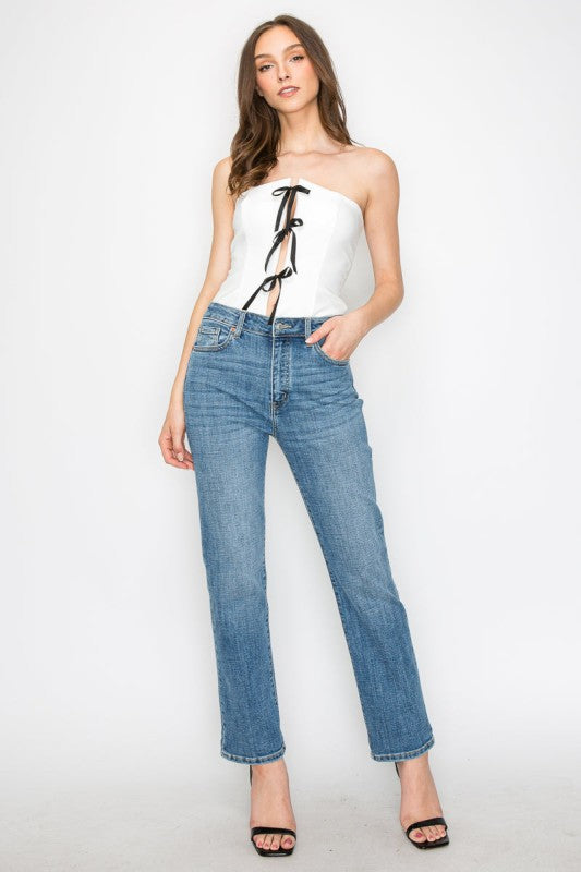 Tummy Control High Rise Slim Straight Jeans