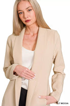 Woven Long Sleeve Blazer With Lining