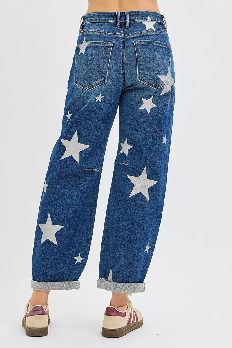 Mid Rise Ankle Length Relaxed Barrel Jeans