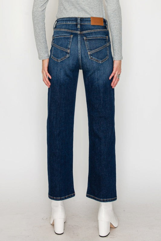 High Rise Ankle Straight Jeans