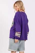 Peace Applique Patch Long Sleeve Top