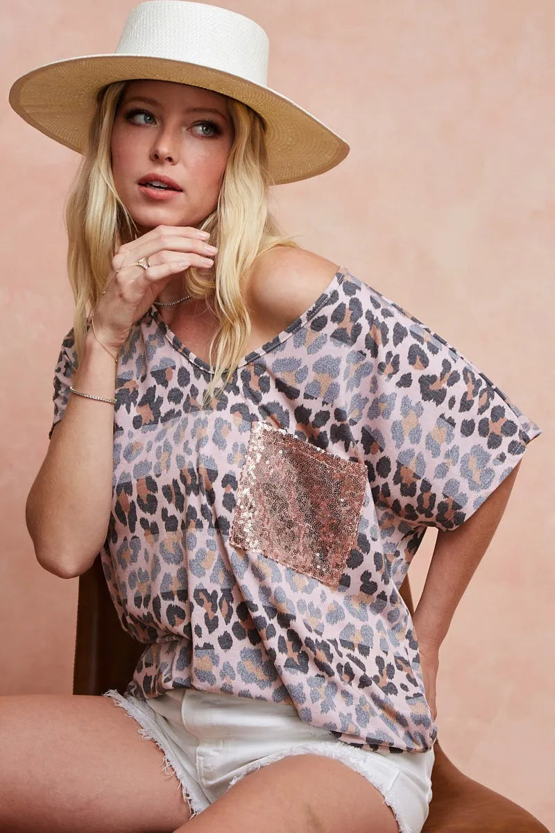 Leopard Stripe Printed Jersey T-Shirt