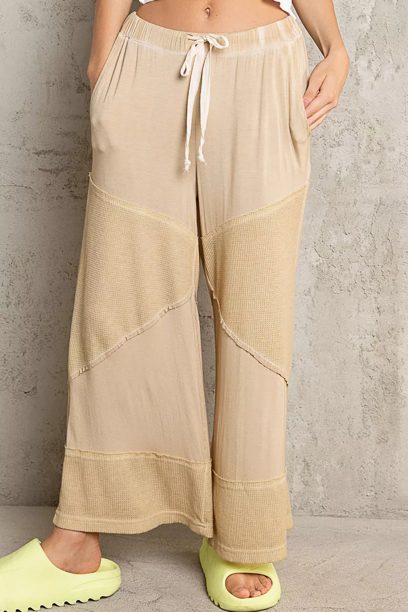 Elastic Waistband Wide Leg Pants with Drawstring