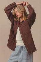 BiBi Quilted Wrinkle Gauze Long Sleeve Shacket