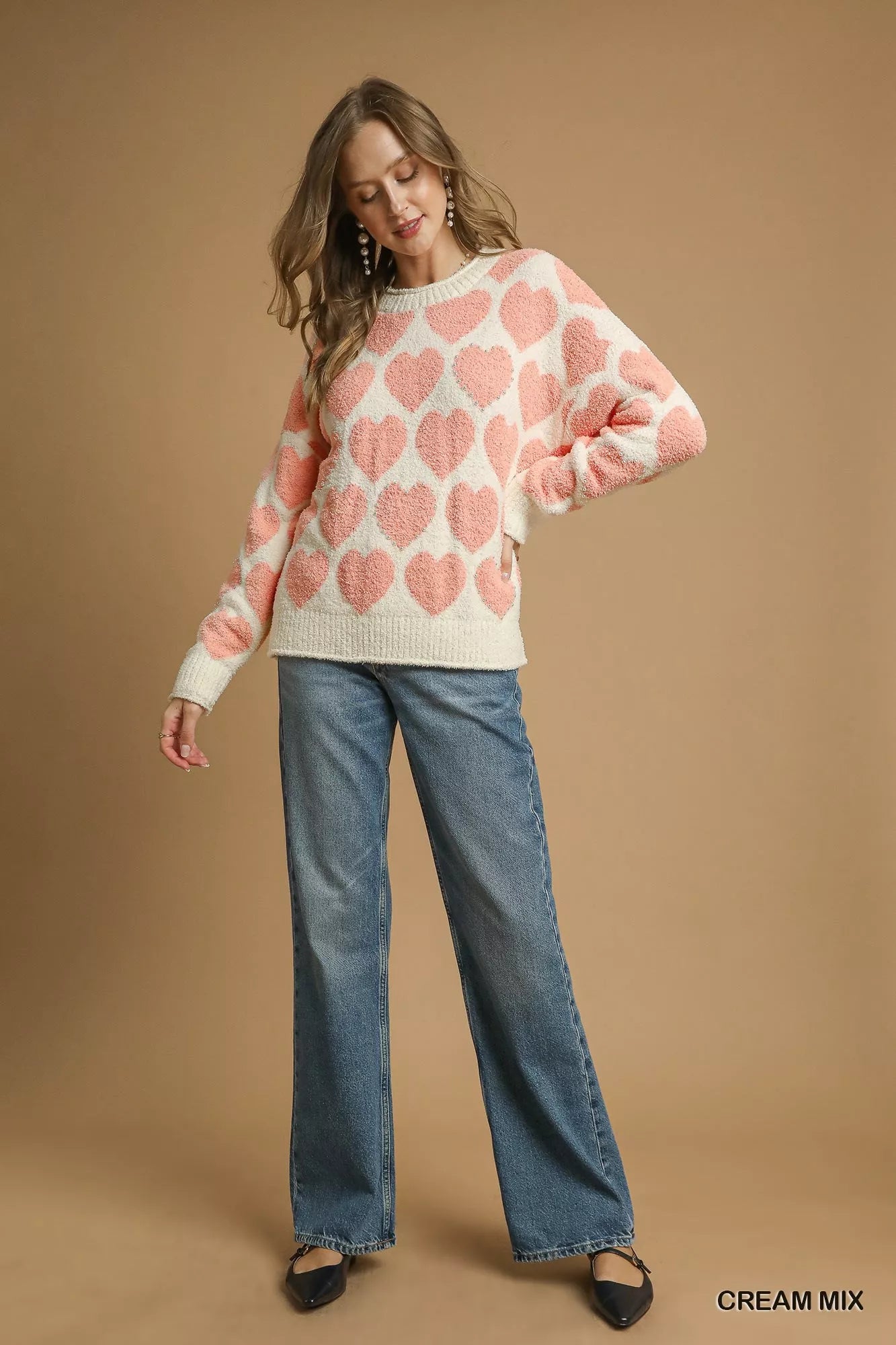 Mix Heart Pattern Sweater