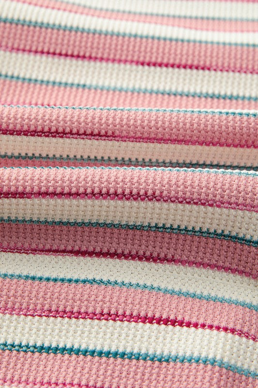 Striped Patchwork Henley Top