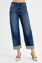 Slouchy Crop Barrel Cuffed Jeans
