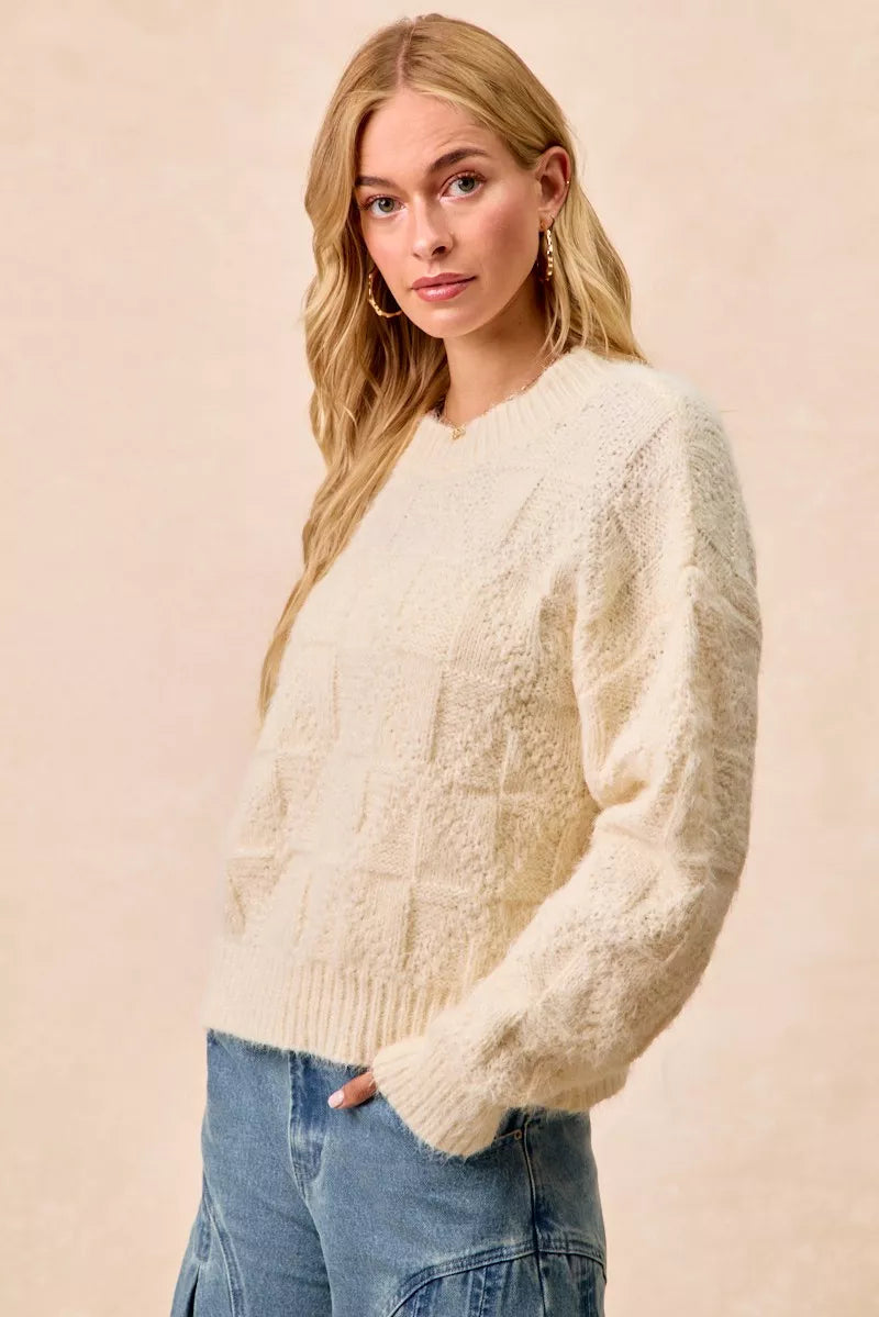Checkerboard Drop Shoulder Sweater