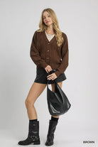 Chunky Cable Knit Button-Up Cardigan