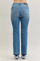 Mid Rise Slim Bootcut Tummy Control Release Hem Jeans