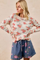 Floral Washed Waffle Thermal Top