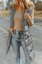 Quilted Long Hooded Vest