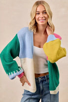 Color Block Open Front Cardigan