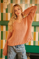 BiBi Chunky Knit Sweater with Flower Detail Sleeves