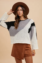 Color Block Drop Shoulder Sweater