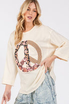 SAGE + FIG Floral Peace Patch Round Neck Top