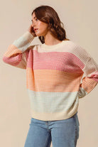 Color Block Long Sleeve Sweater
