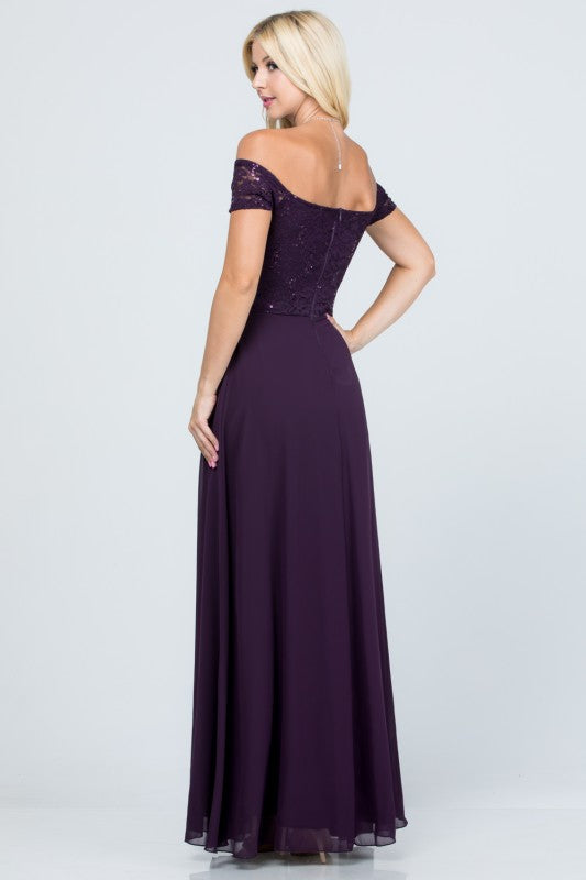 Off-Shoulder Full-Length A-Line Dress