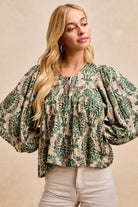 Printed Woven Front Tied Blouse