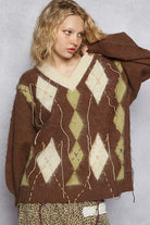 Argyle Pattern Mohair Sweater