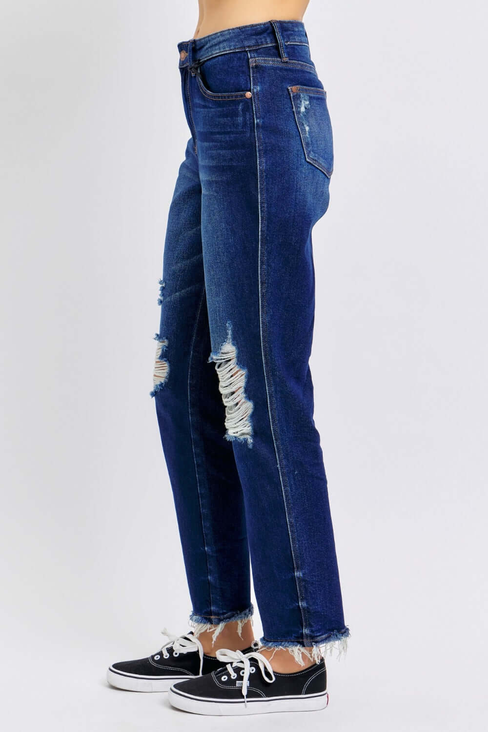High Waist Rigid Magic Heavy Destroy Straight Jeans