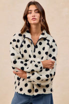 Polka Dot Sherpa Half Zip Up Top