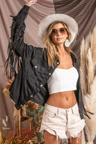 Suede Fringe Long Sleeve Jacket