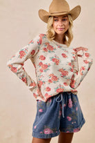 Floral Washed Waffle Thermal Top