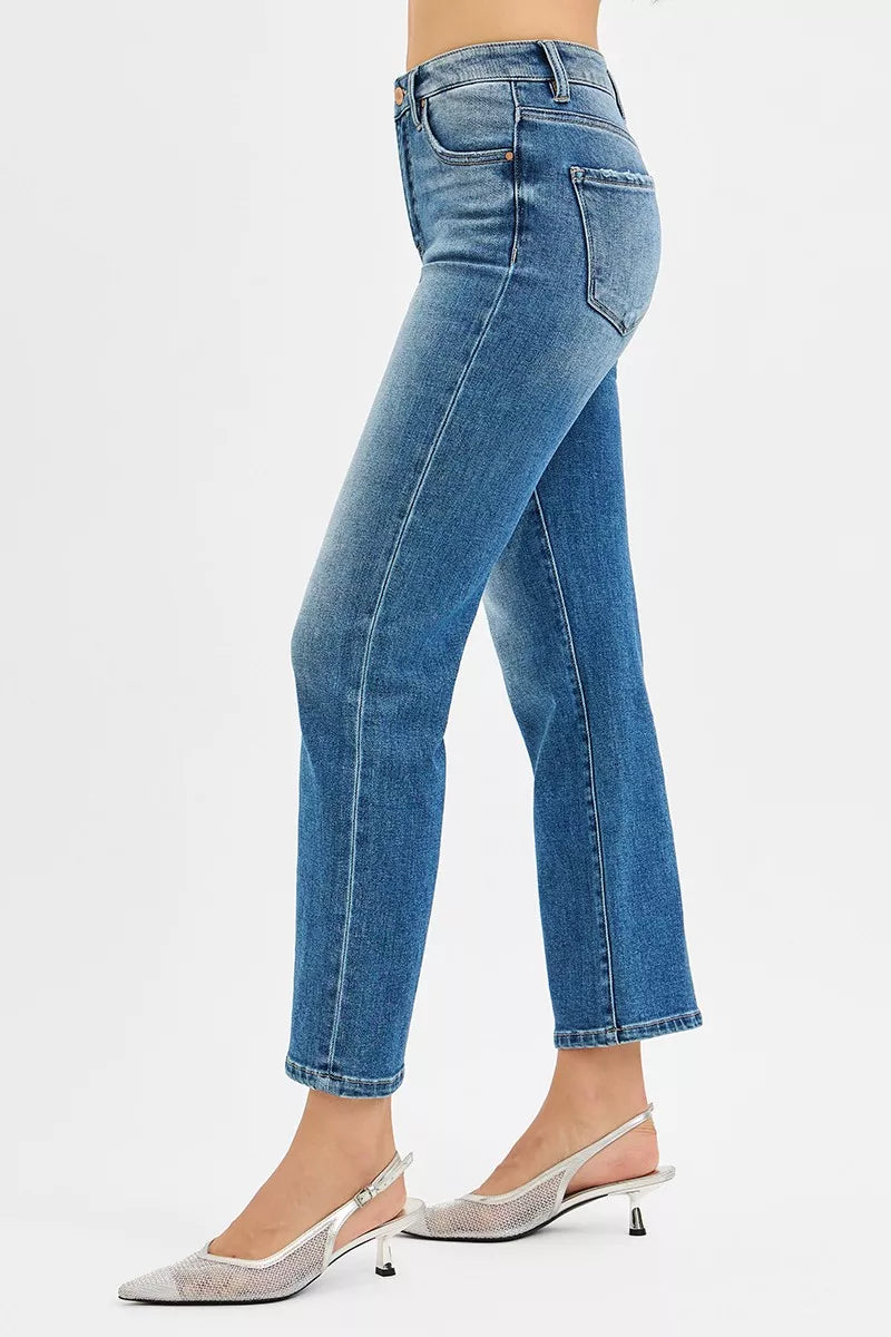 Tummy Control High Rise Crop Straight Jeans