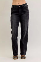 Judy Blue Mid Rise Straight Western Seam Detail Jeans