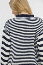 Ruffle Neck Stripe Sweater