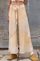 Elastic Waistband Wide Leg Pants with Drawstring