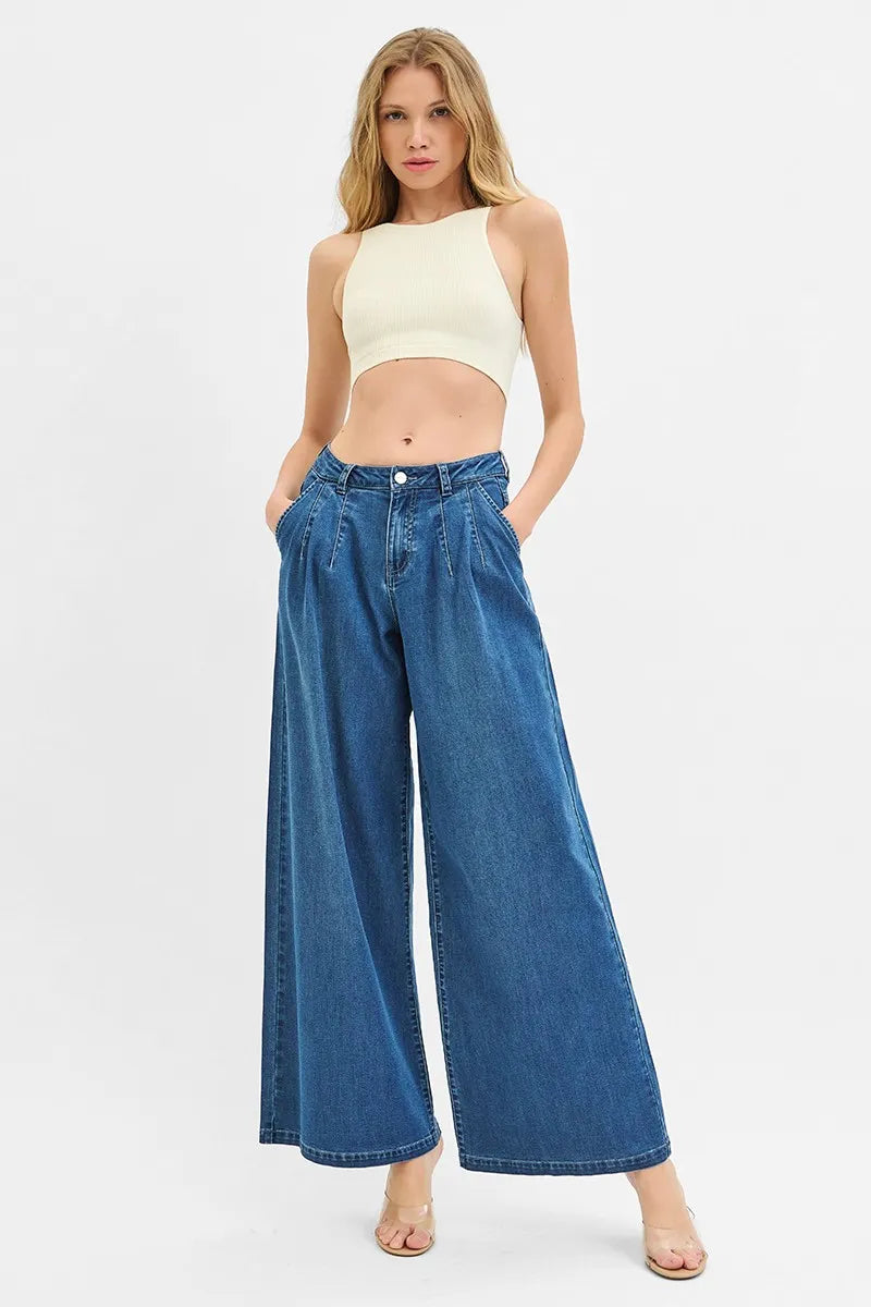 Mid Rise Wide Leg Jeans