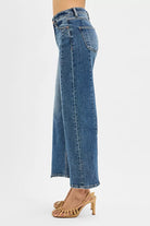 High Rise Crop Wide Leg Jeans with Step Hem