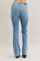 Mid Rise Bootcut Jeans with Contrast Wash