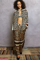 Leopard Printed Woven Wide Leg Drawstring Pants