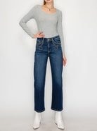 High Rise Ankle Straight Jeans