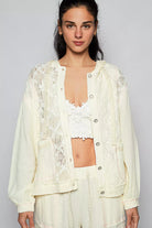 Exposed Seam Button Down Hooded Jacket