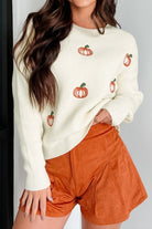 Pumpkin Embroidered Sweater