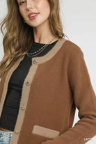 Two-Tone Button Front Cardigan