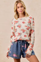 Floral Washed Waffle Thermal Top