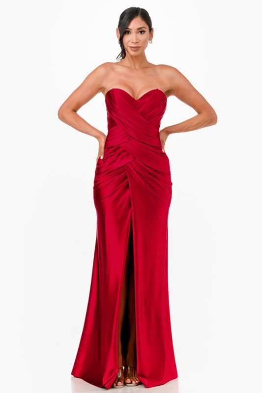 Strapless Ruched Full-Length Gown