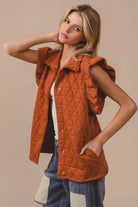 Quilted Knit Ruffle Sleeve Vest