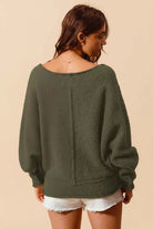 Loose Fit Exposed Seam Slouchy Boucle Sweater