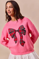 Plaid Ribbon Christmas Sweater